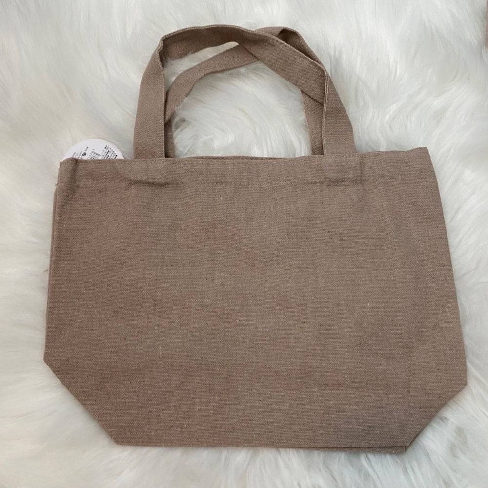 Small Tote Bag. Canvas. Birds Print. Light Brown Multi. - Picture 4 of 7